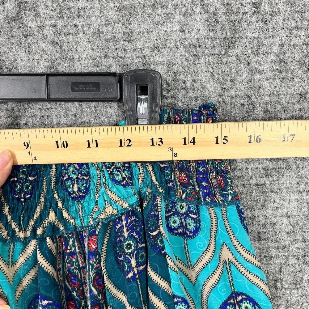 Earthbound Trading Shorts Size L Teal Blue Smocked Waist Boho Festival‎ Peacock